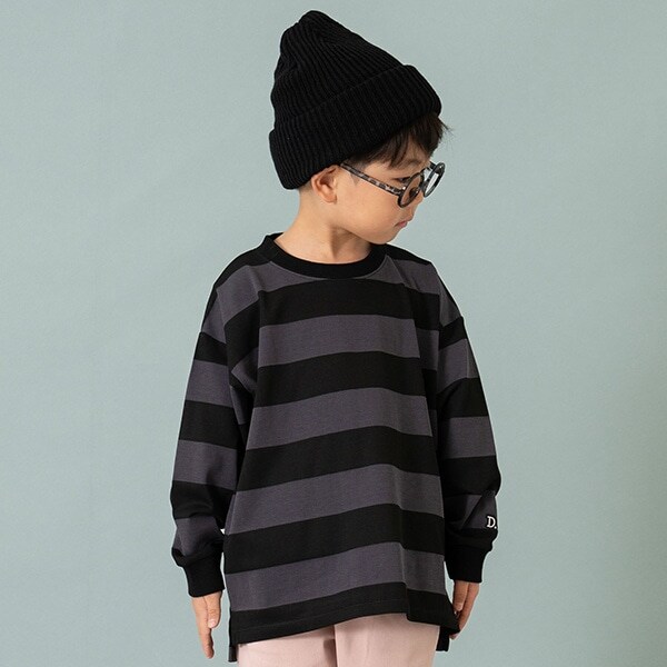 【365D.】ボーダー袖リブワイドロンT