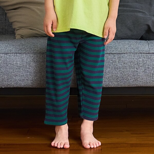 【365D.】防汚ボーダーリブ7分レギンス