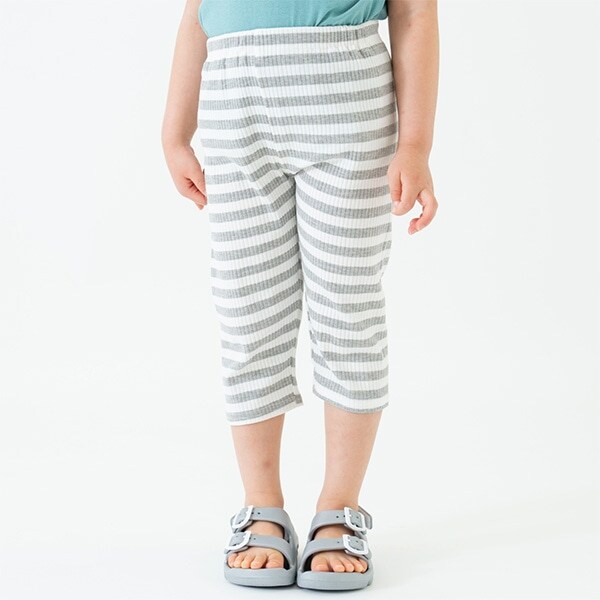 【365D.】防汚ボーダーリブ7分レギンス