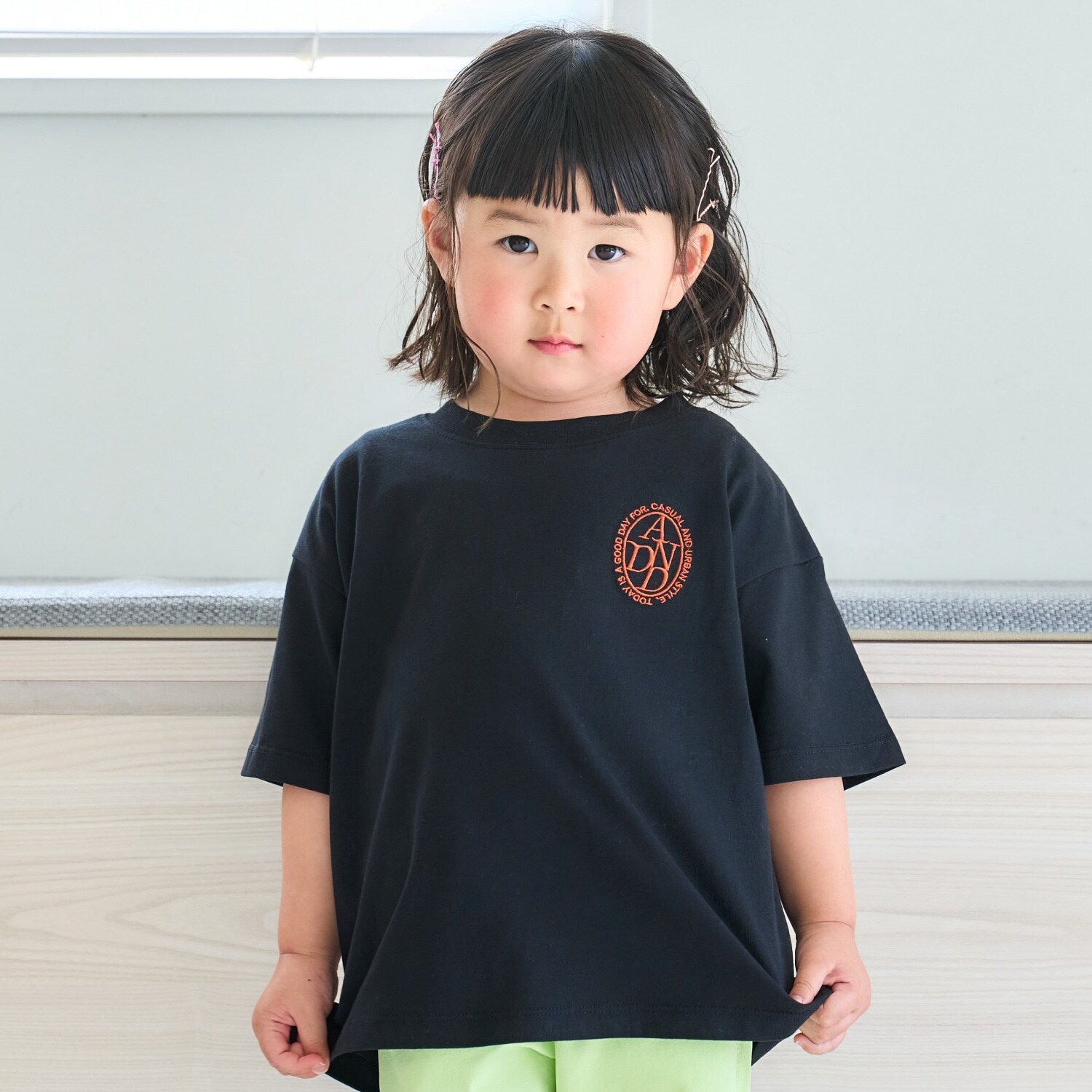 【綿100%】【365D.】ワンポイント刺しゅうワイド半T