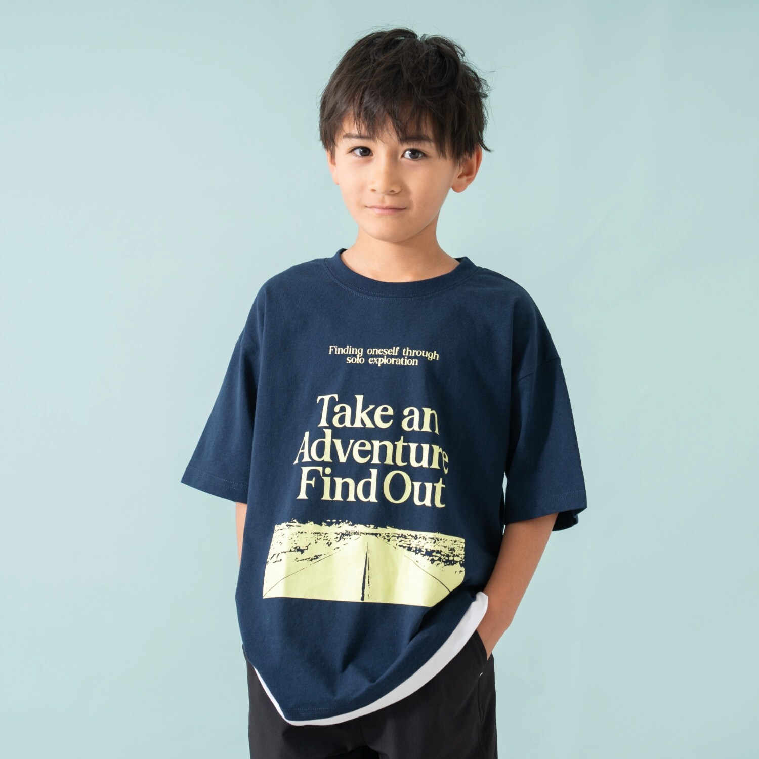 【綿100%】【親子リンク】Kids裾レイヤードワイド半T