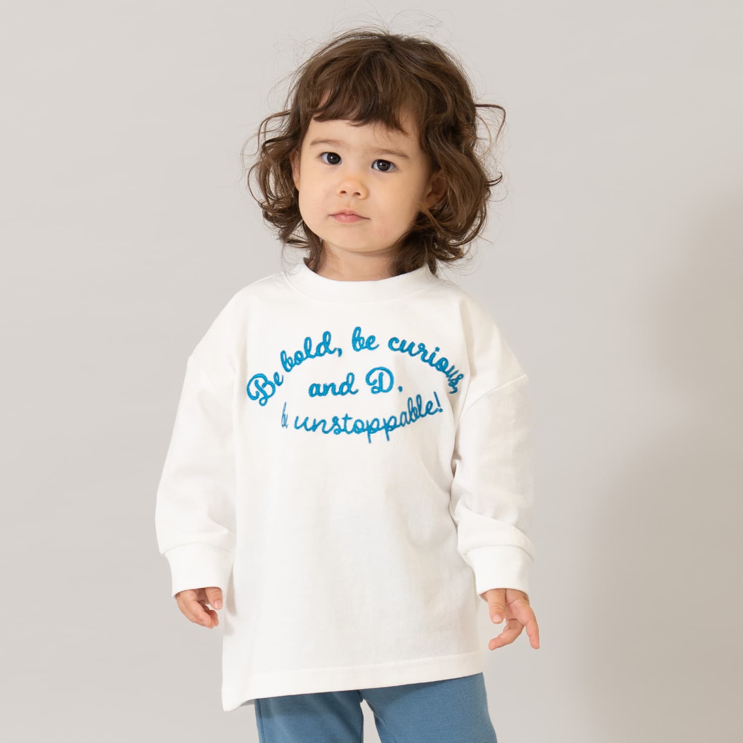 【USAコットン】チェーンステッチロゴワイドロンT