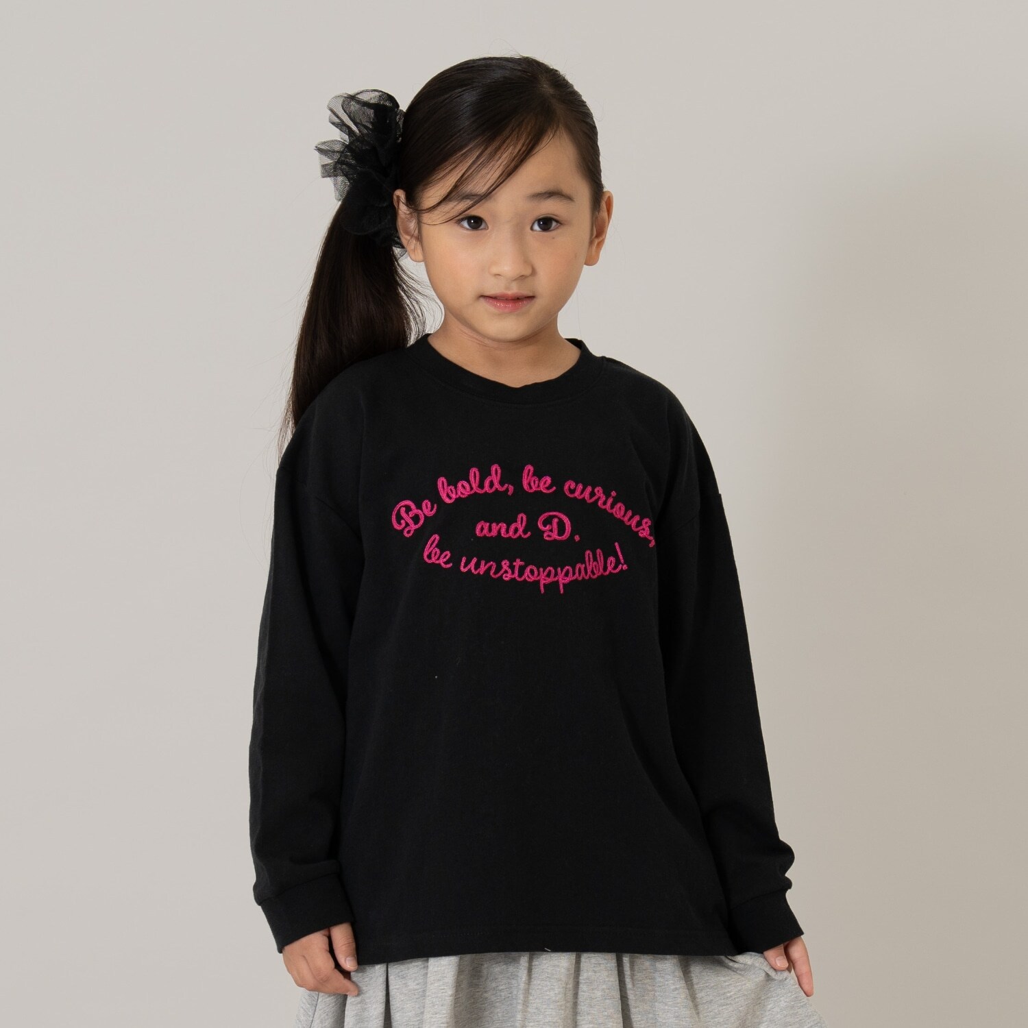 【USAコットン】チェーンステッチロゴワイドロンT