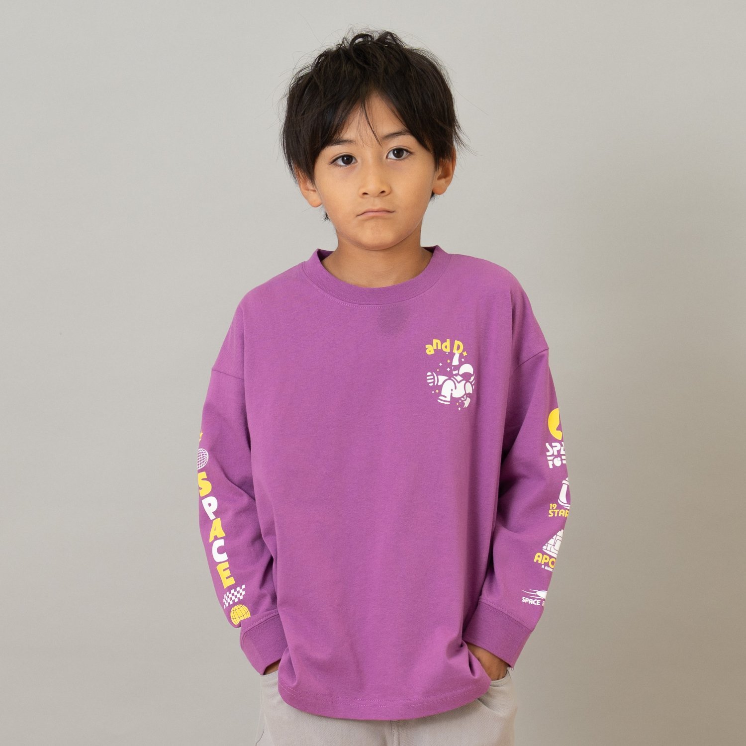 【綿100】【365D.】アソート袖プリント柄ロンT