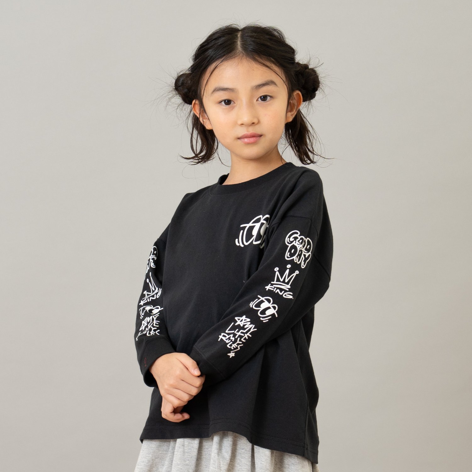 【綿100】【365D.】アソート袖プリント柄ロンT