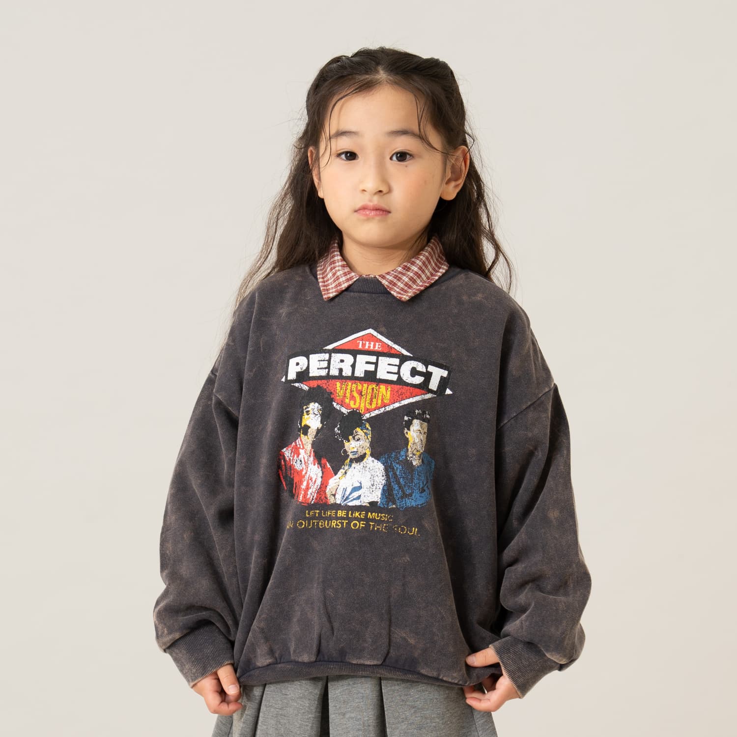 バンド風プリントトレーナー