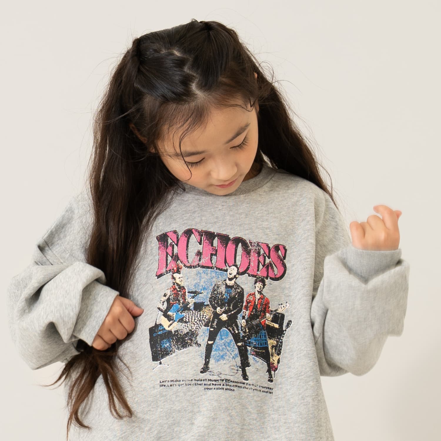 バンド風プリントトレーナー