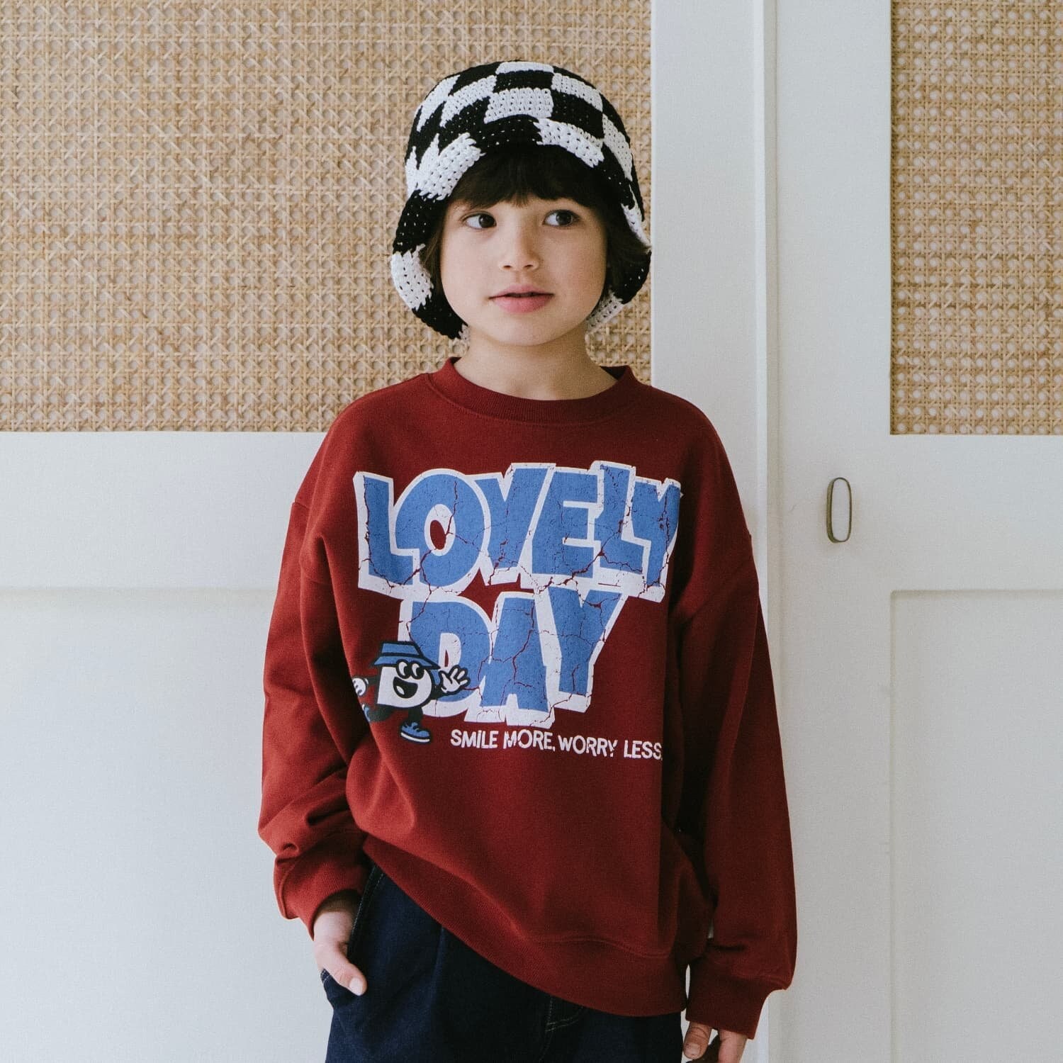 クラック加工スウェットプルオーバー