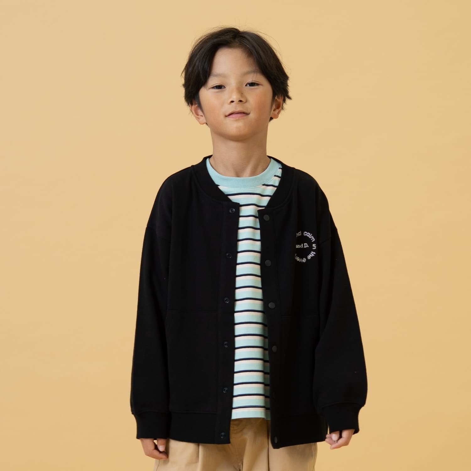 スウェットクルーネックカーデ