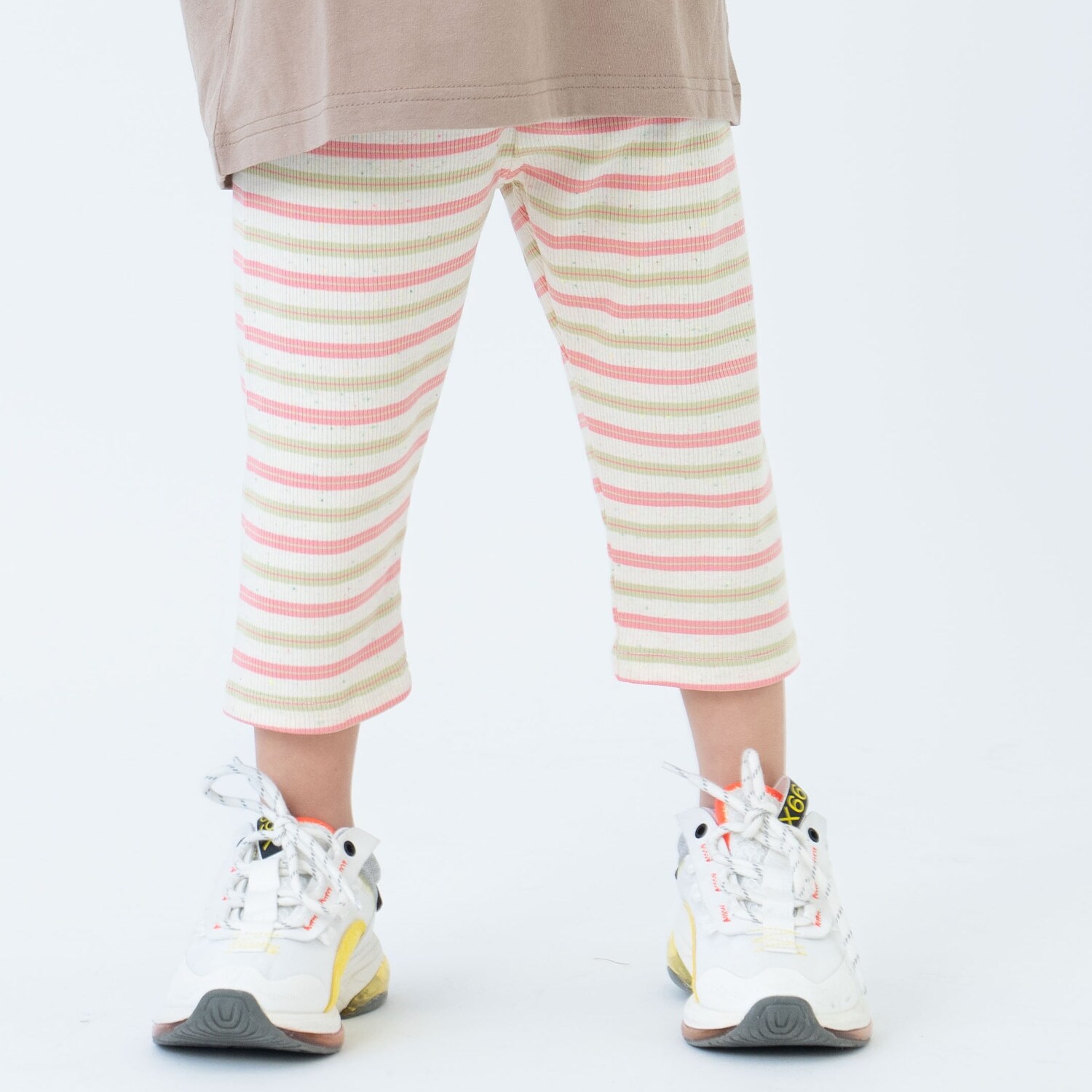 【365D】リブボーダー6分丈レギンス