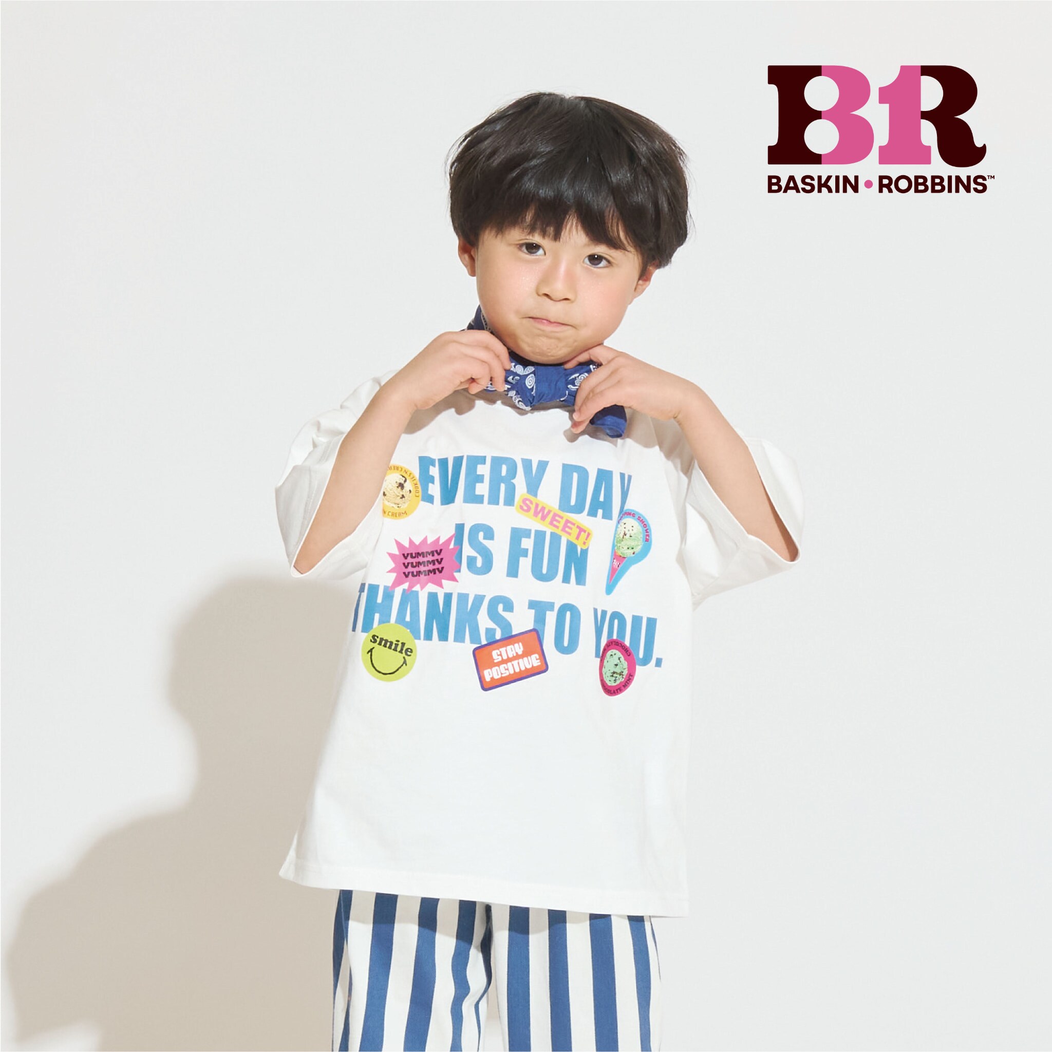 【サーティワン アイスクリーム】ワイドシルエットステッカー風プリントTシャツ