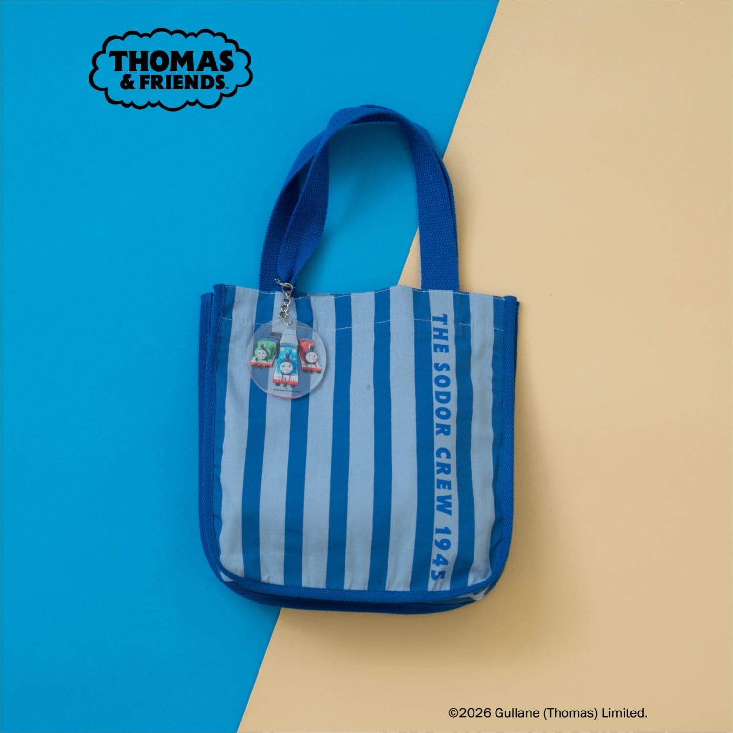 【きかんしゃトーマス】チャーム付きストライプミニトート