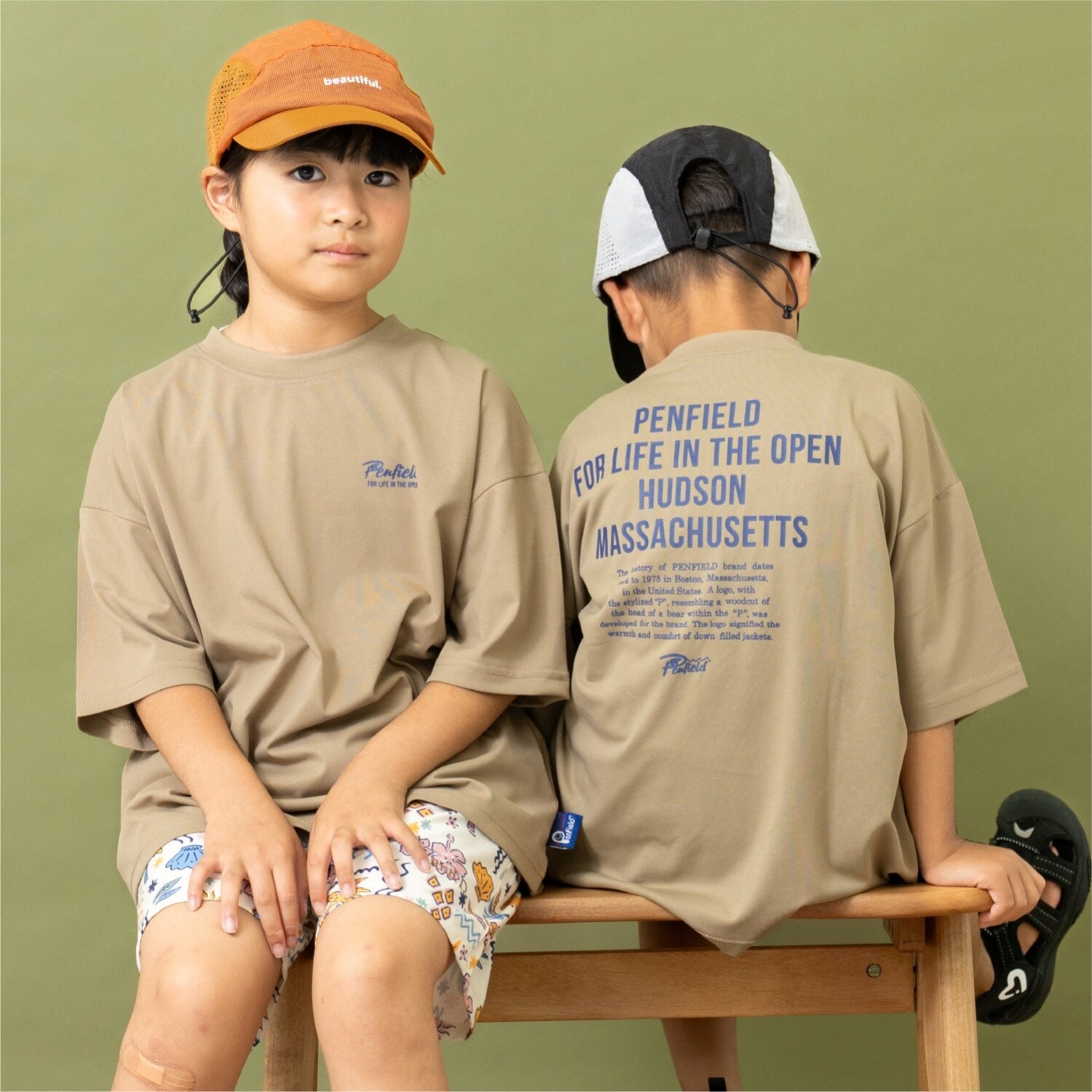 【Penfield】【親子リンク】【接触冷感】キッズメッセージロゴバックBIG Tシャツ