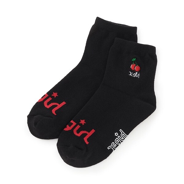 【人気商品再入荷】【直営店で取り扱い無し】ロゴ+チェリー刺しゅうソックス