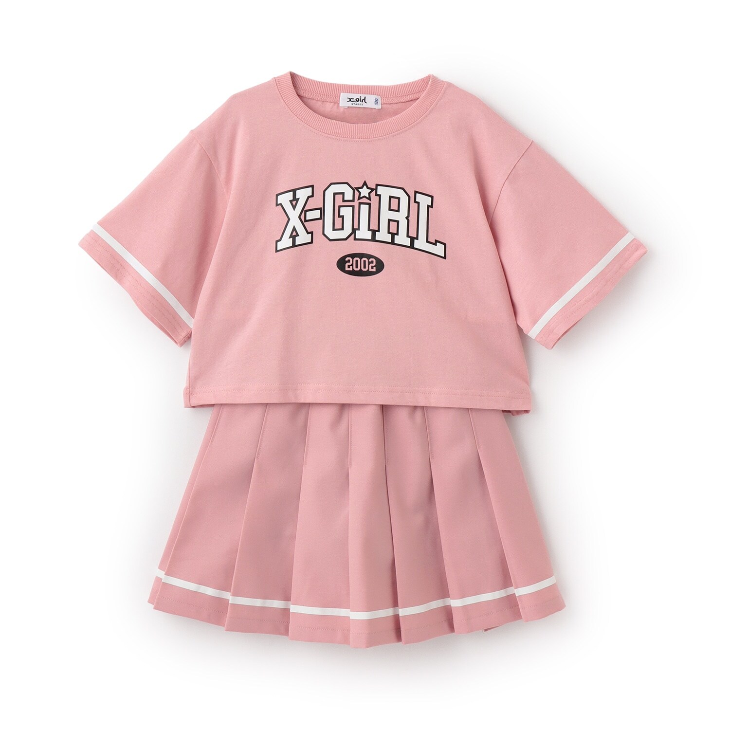 【人気商品再入荷】【直営店で取り扱い無し】カレッジロゴ半袖Tシャツ+プリーツスカート