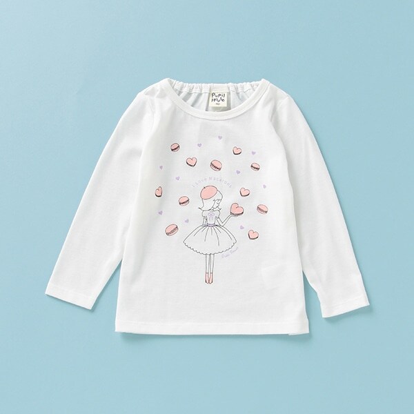 女の子×マカロンプリントTシャツ