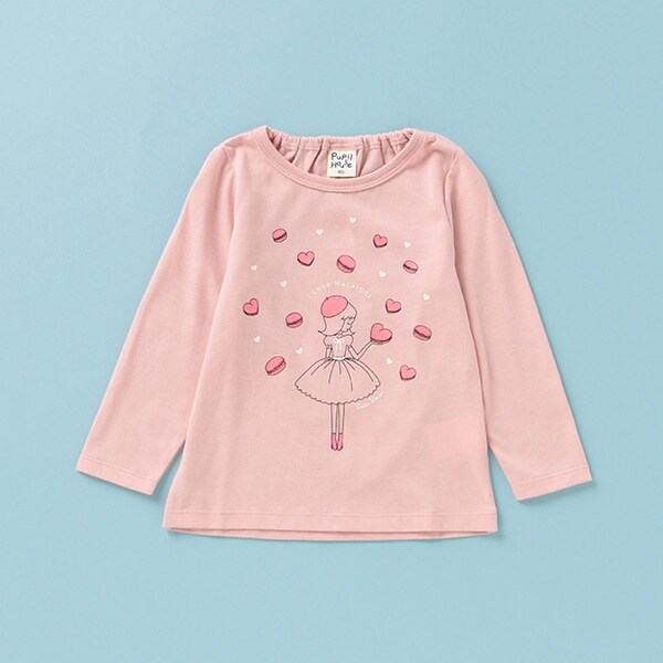 女の子×マカロンプリントTシャツ