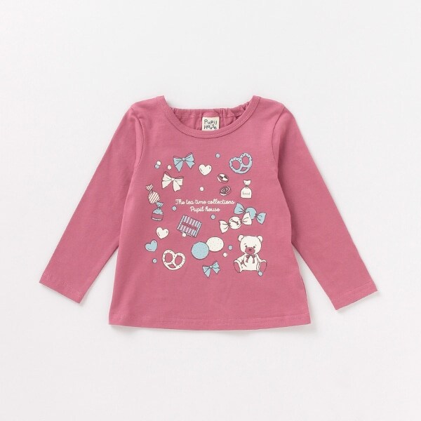 クマ×スイーツプリントTシャツ