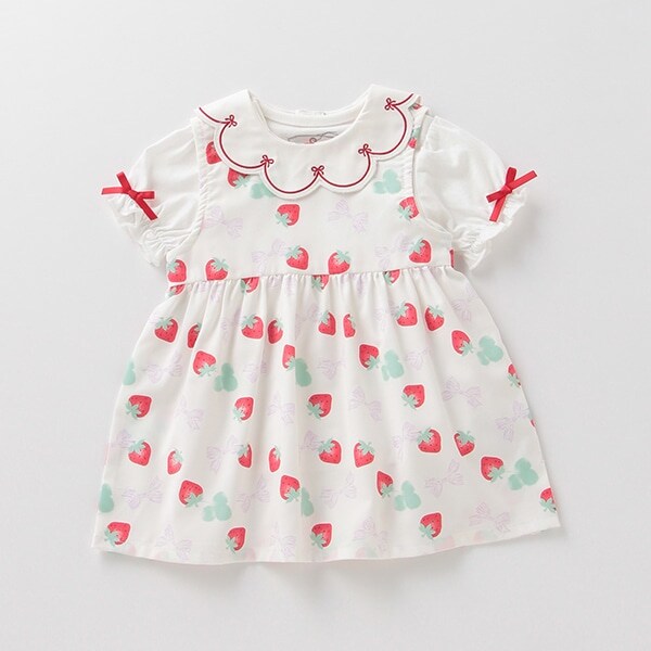 いちごワンピース×リボンTシャツセット