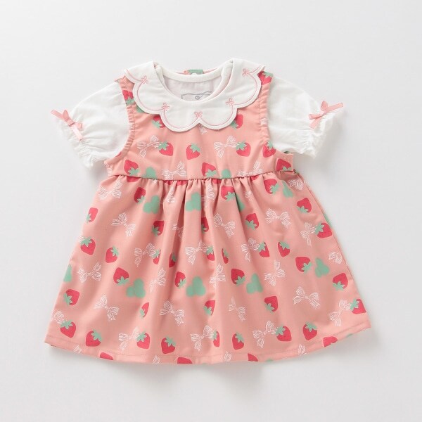 いちごワンピース×リボンTシャツセット