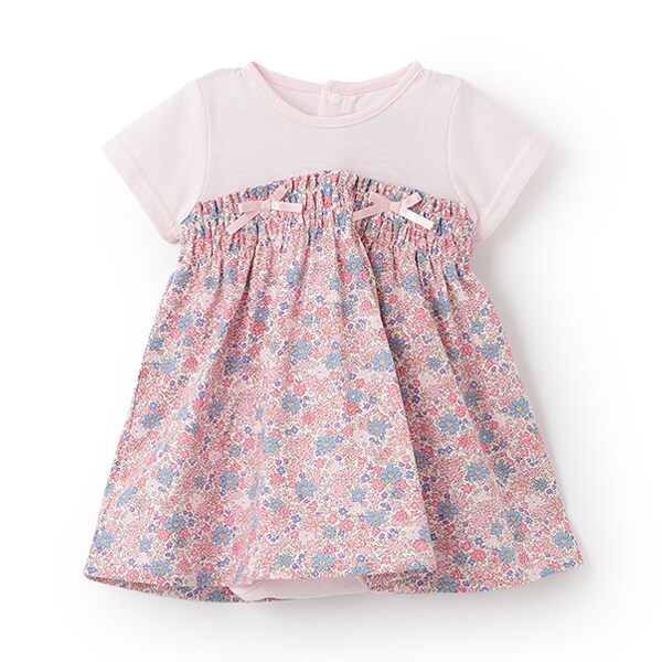 花柄半袖ロンパース