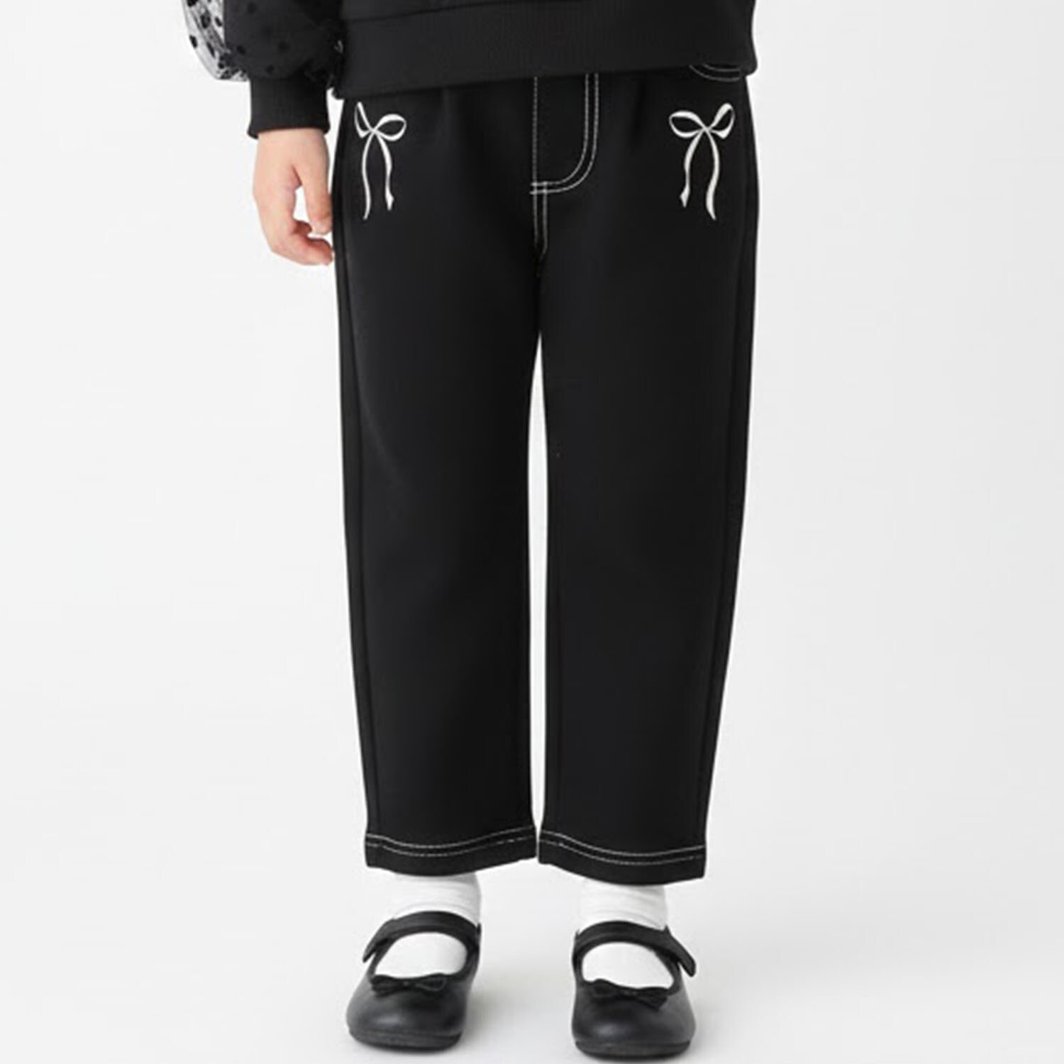 微起毛リボンデニムパンツ