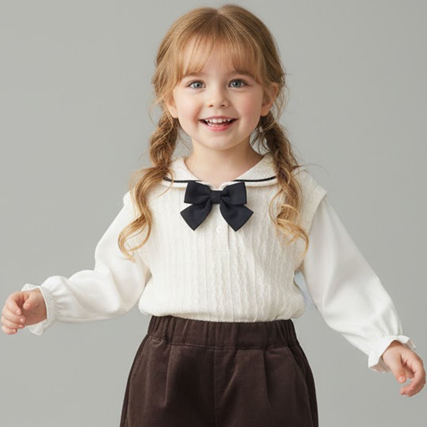 セーラー衿レイヤード風トップス