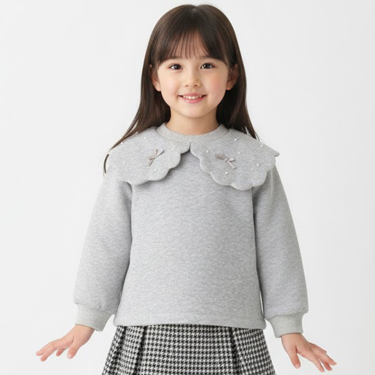 裏起毛スカラップ衿トレーナー