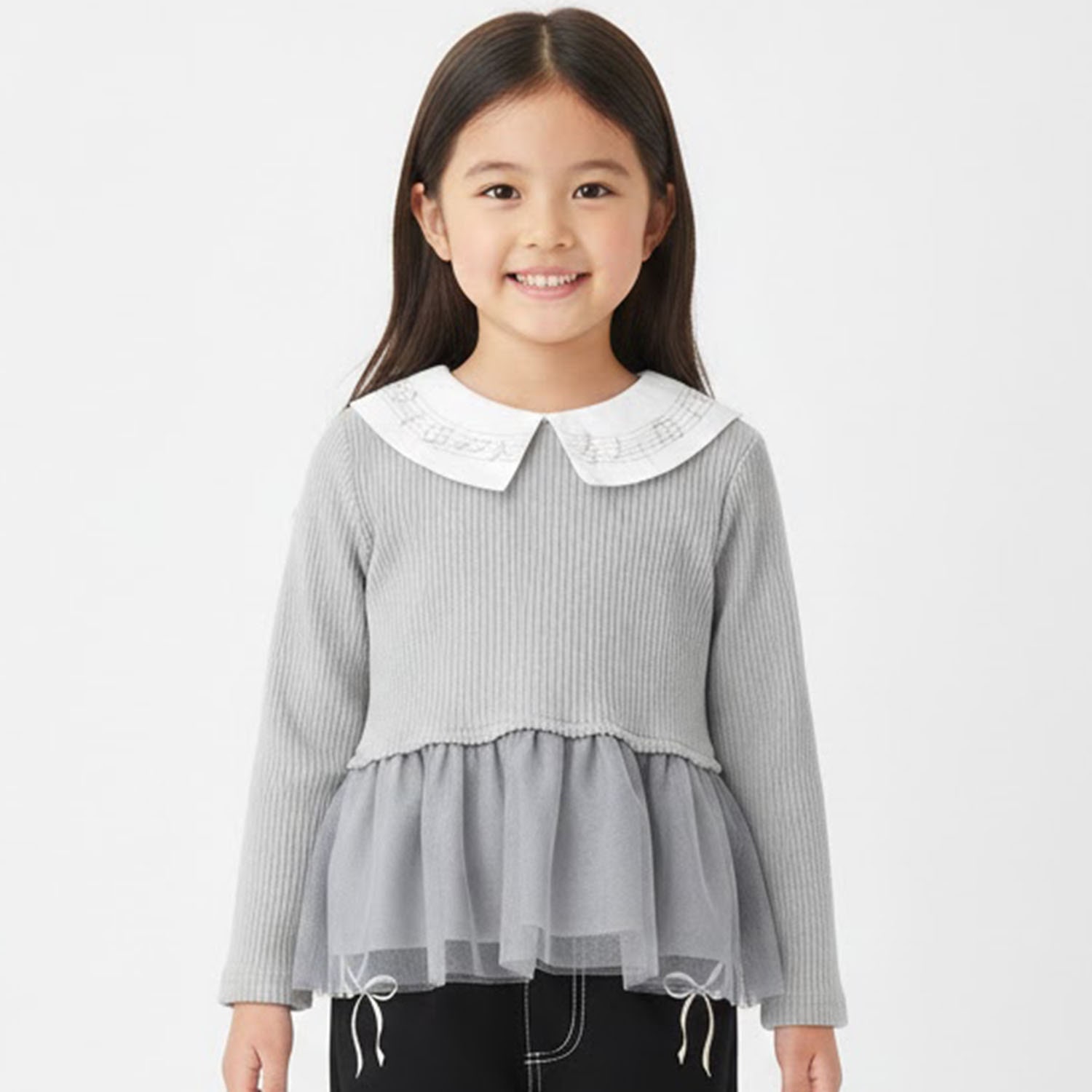 音符刺しゅうドッキングトップス