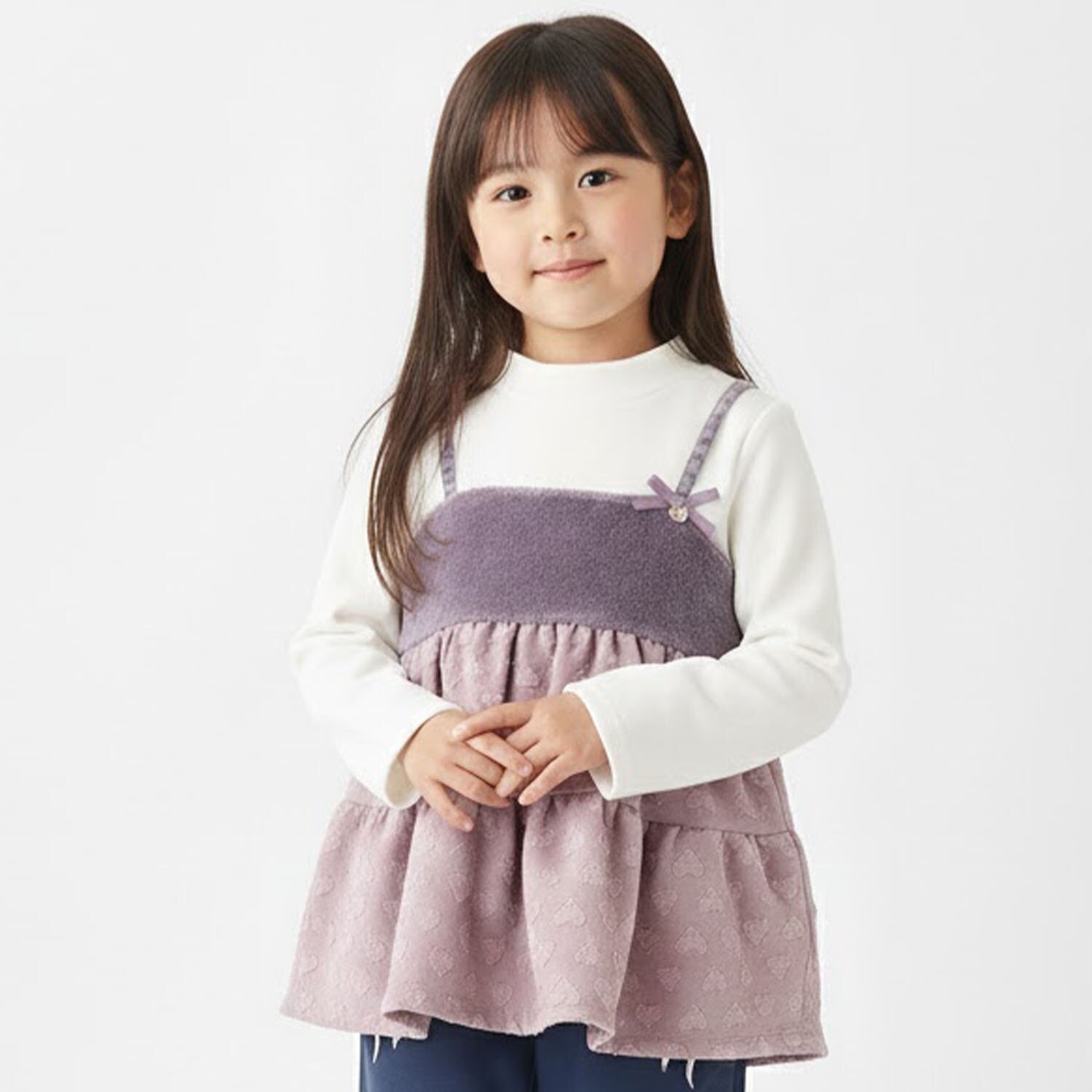 ファー切り替えビスチェ風ドッキングトップス