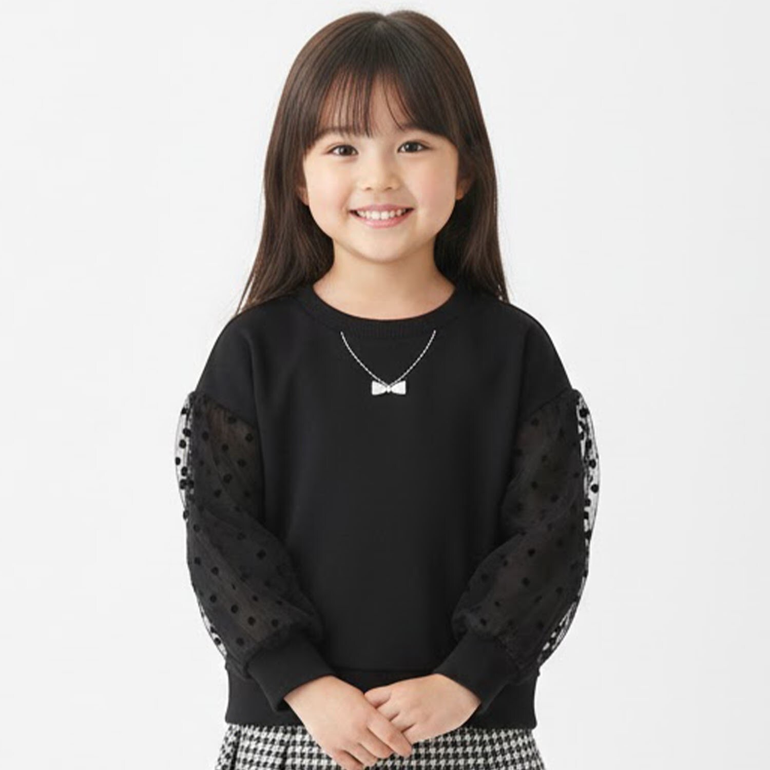 袖チュールトレーナー