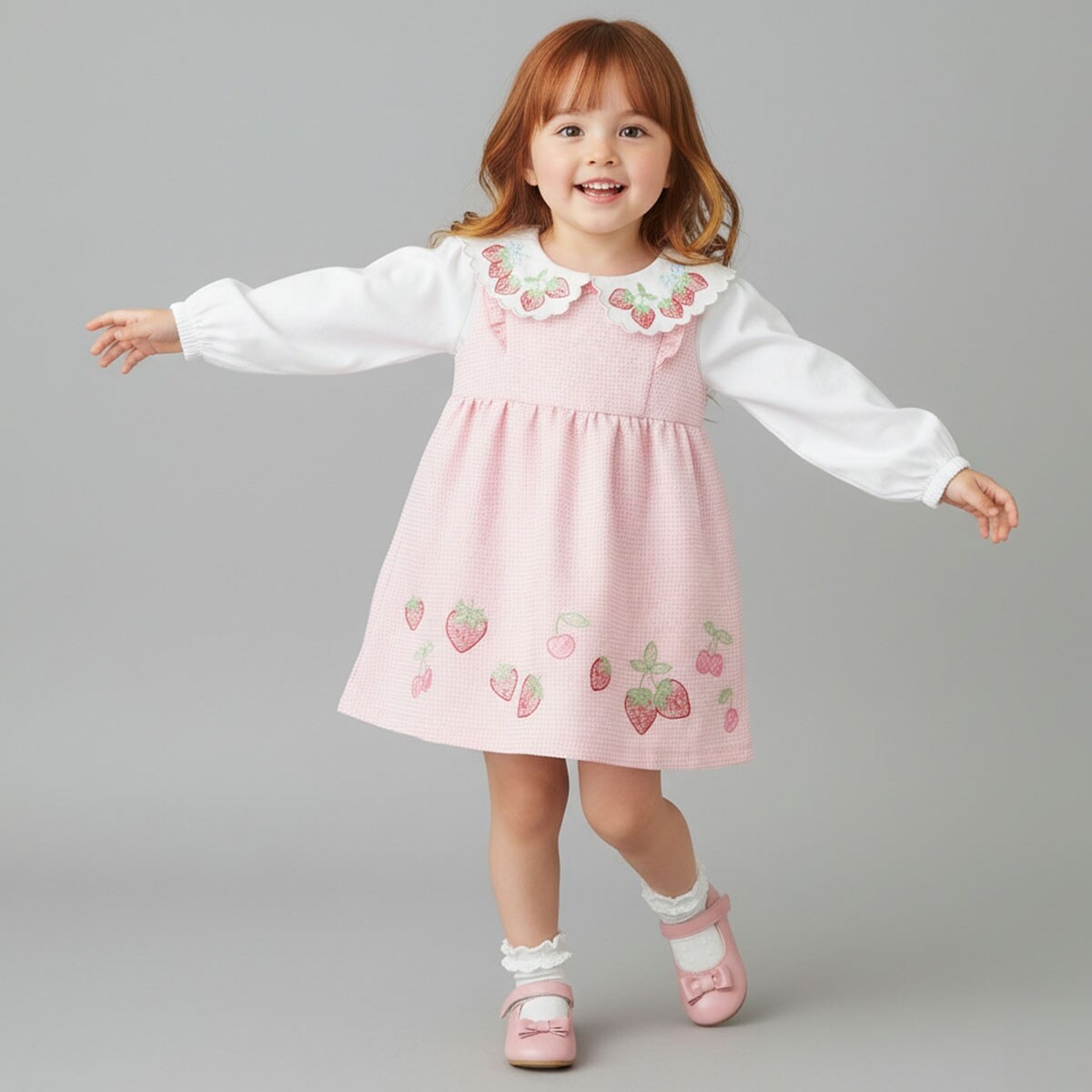 裾いちご刺しゅうジャンスカ