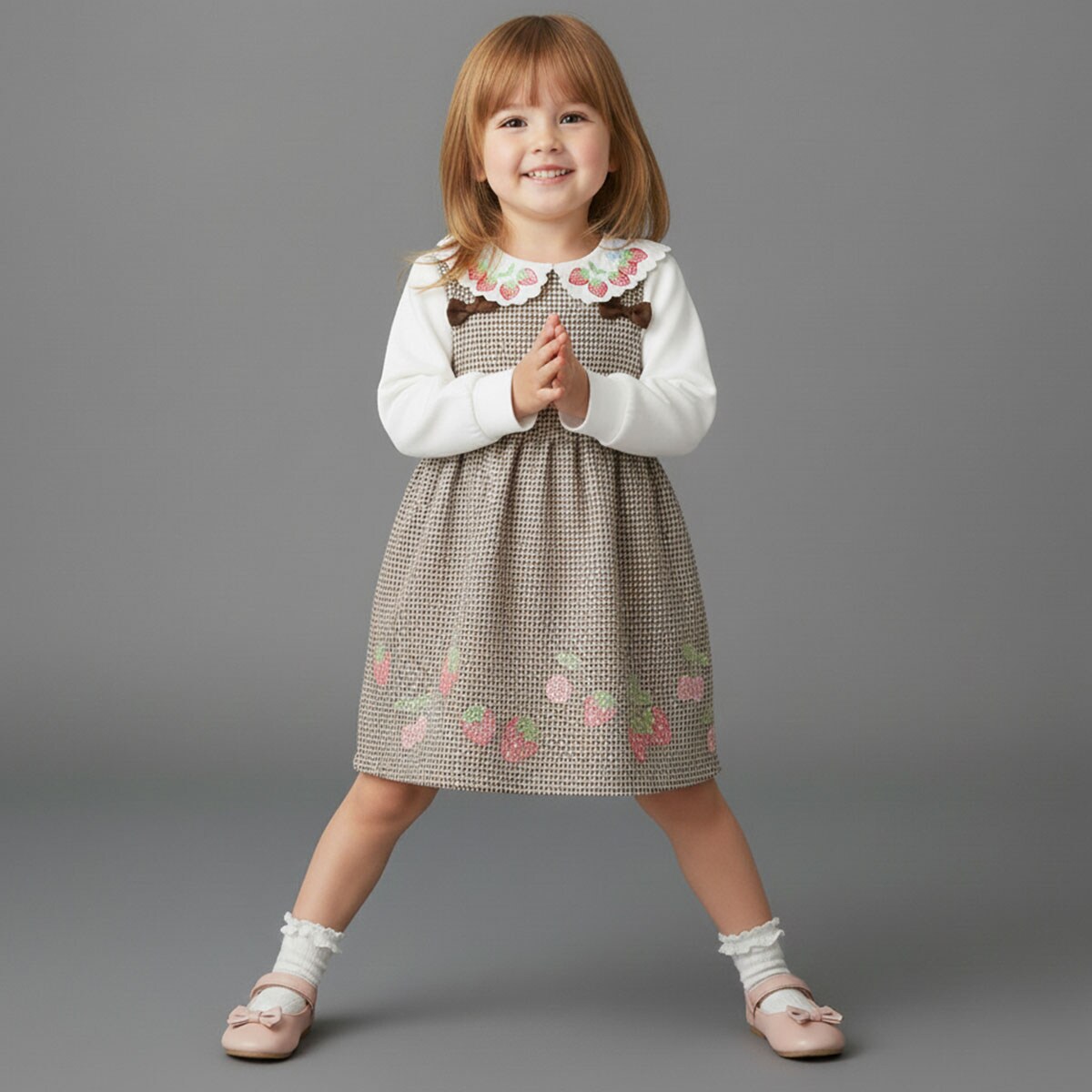 裾いちご刺しゅうジャンスカ