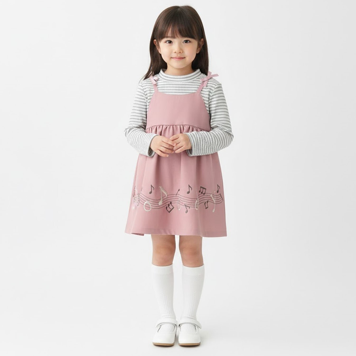 音符刺しゅうドッキングワンピース