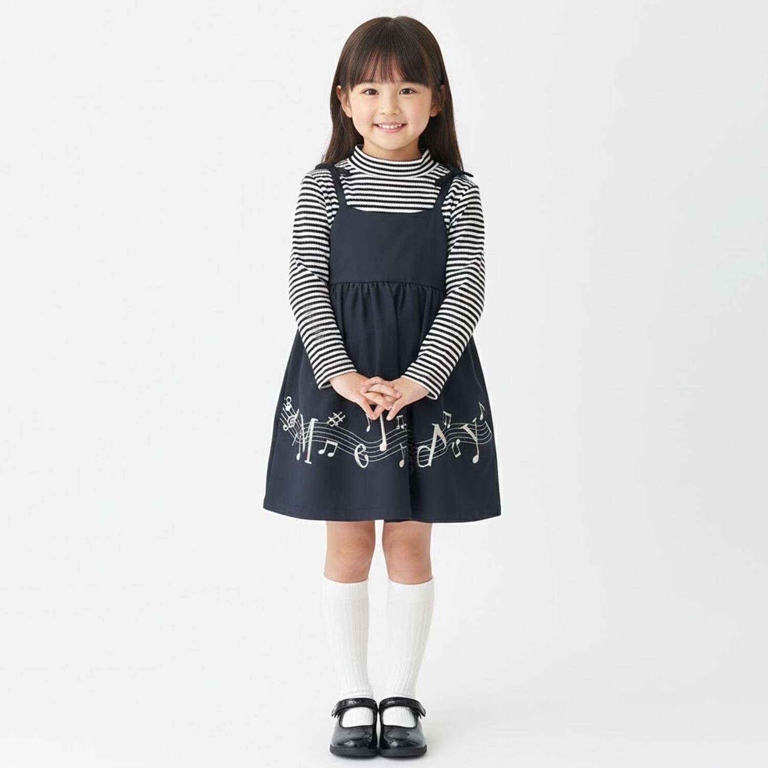 音符刺しゅうドッキングワンピース