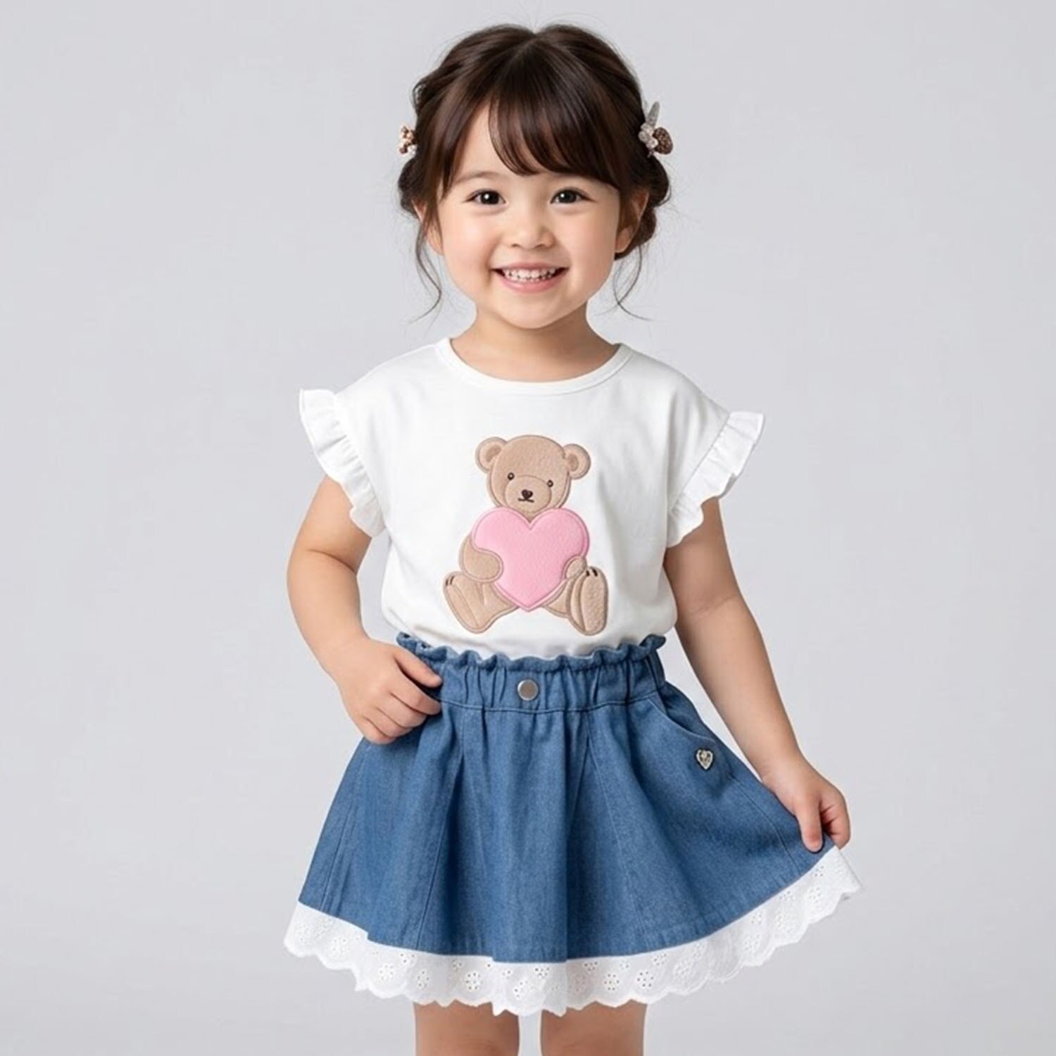 裾レースデニムスカート