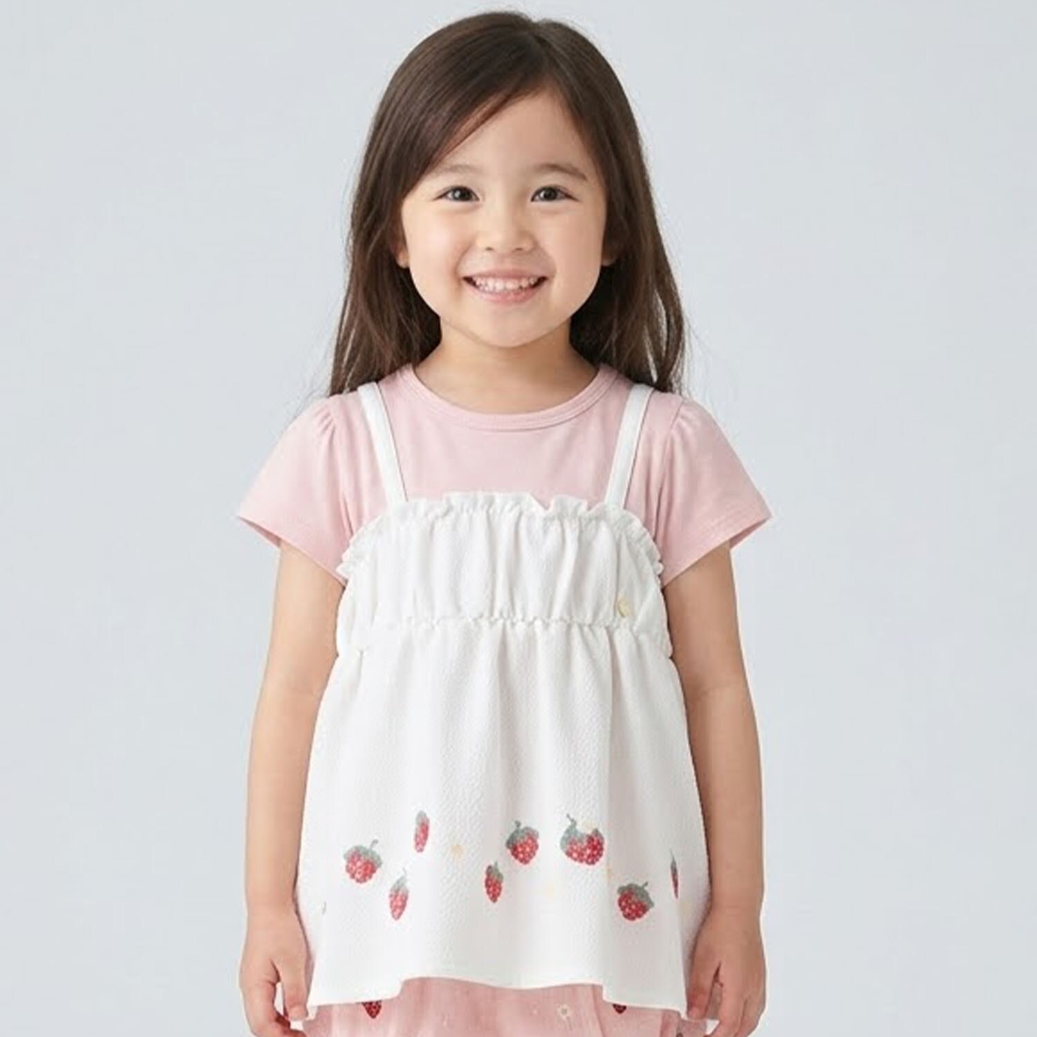 いちご刺しゅうビスチェドッキングTシャツ