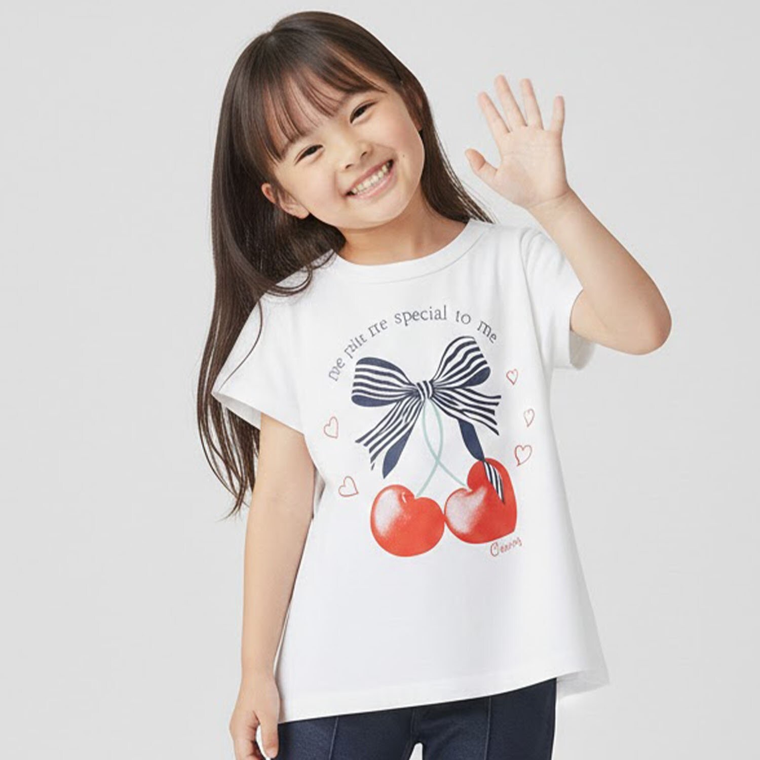 【990★ITEM】フロントリボン・さくらんぼモチーフTシャツ