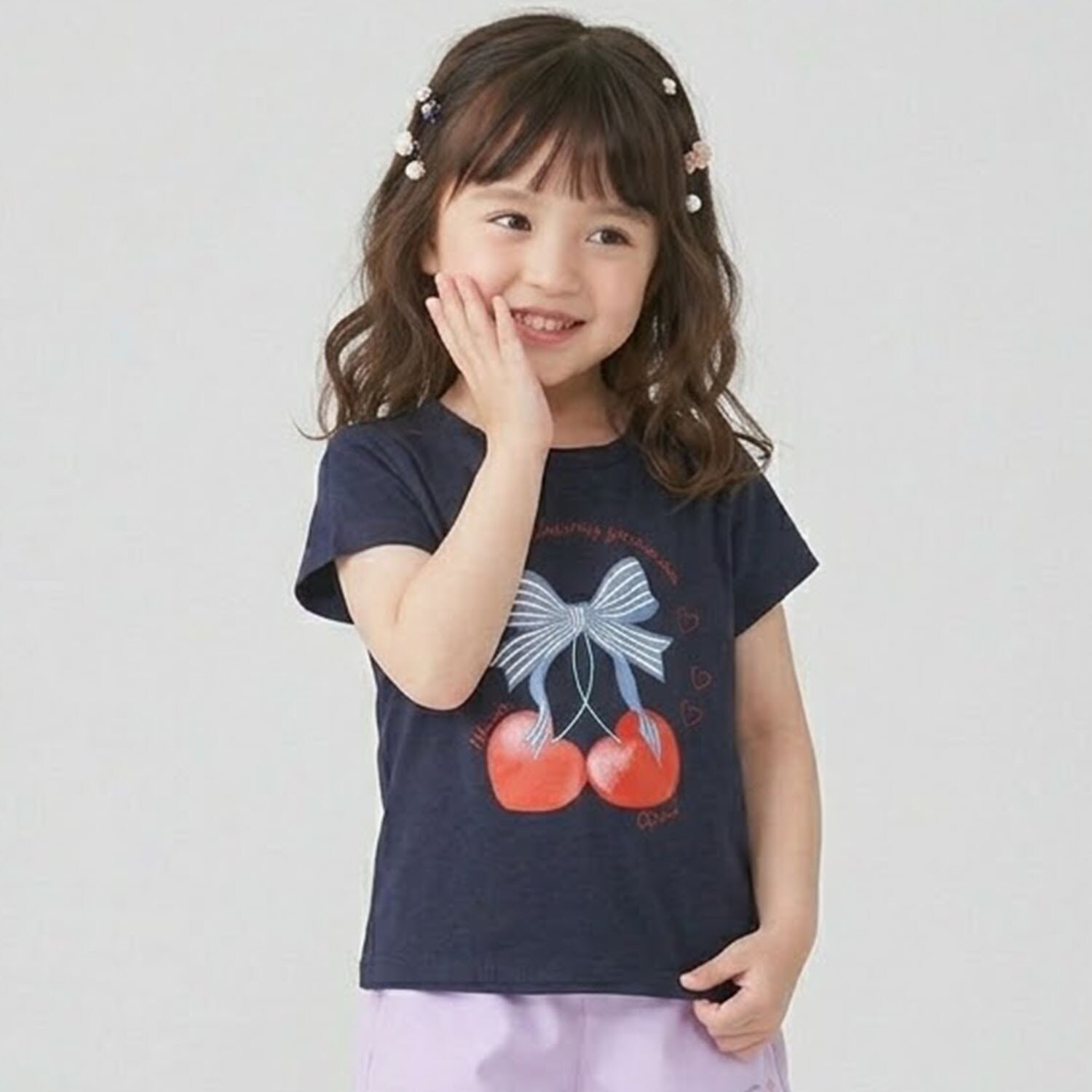 【990★ITEM】フロントリボン・さくらんぼモチーフTシャツ
