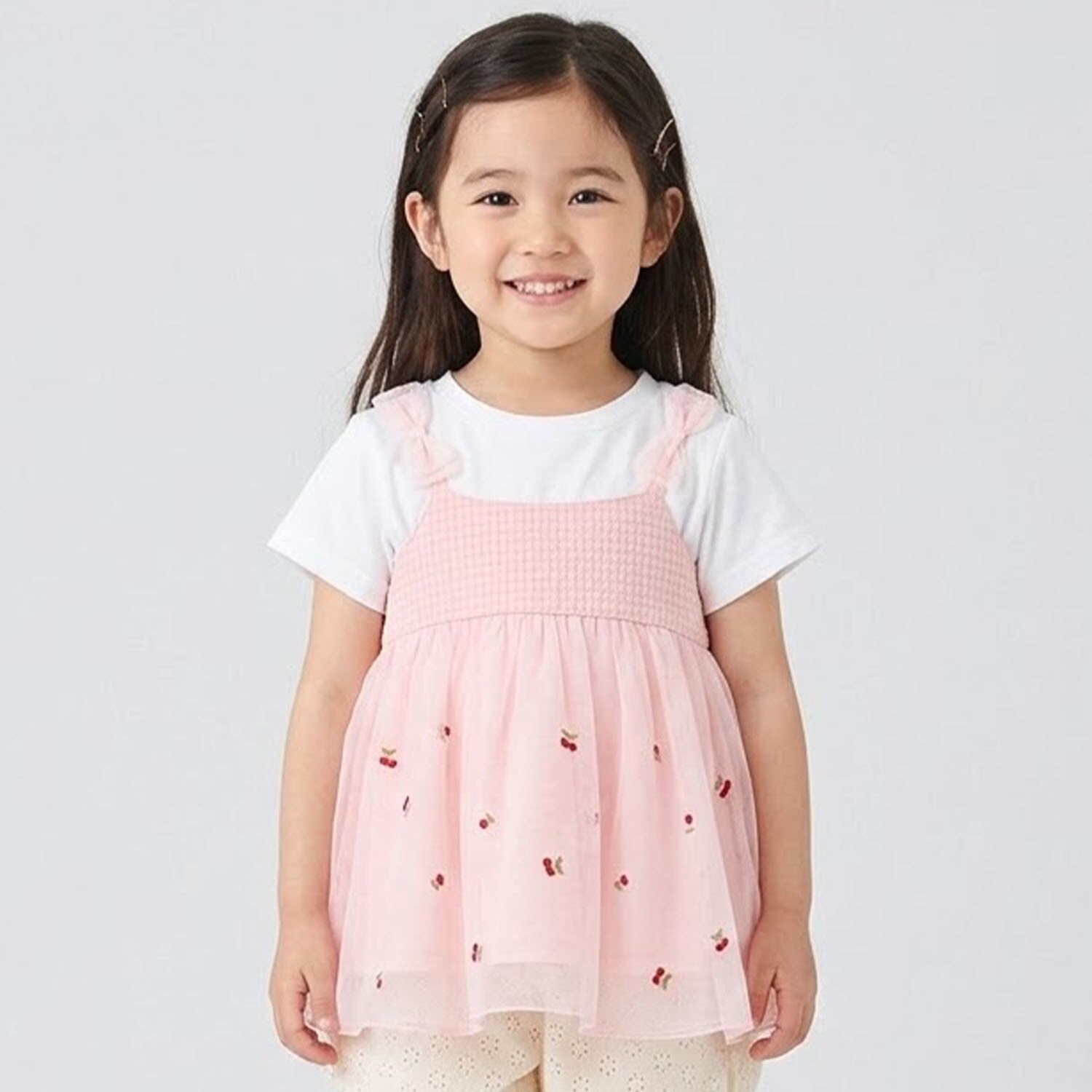 さくらんぼ刺しゅうドッキングチュニック