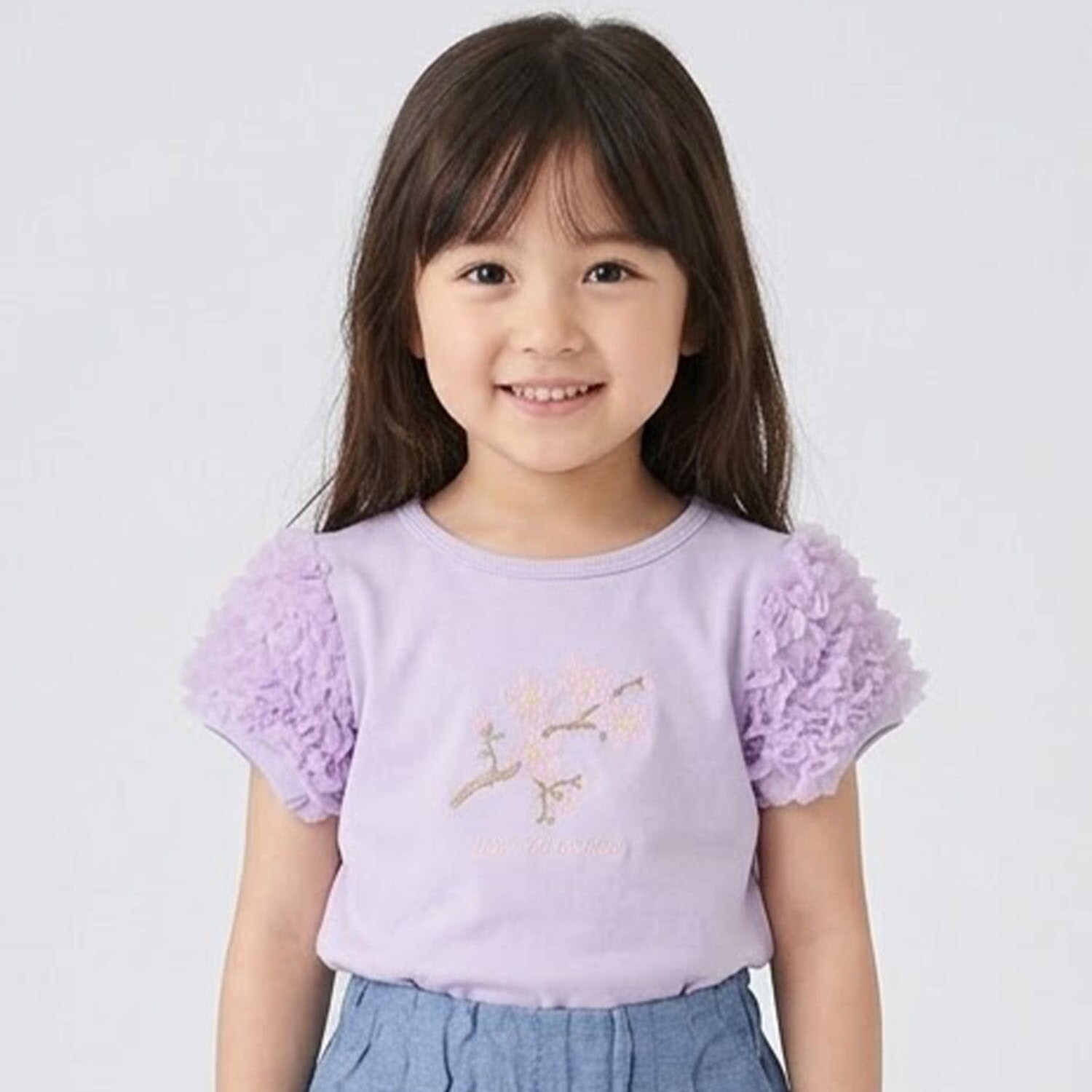 サクラ肩フリル半袖Tシャツ