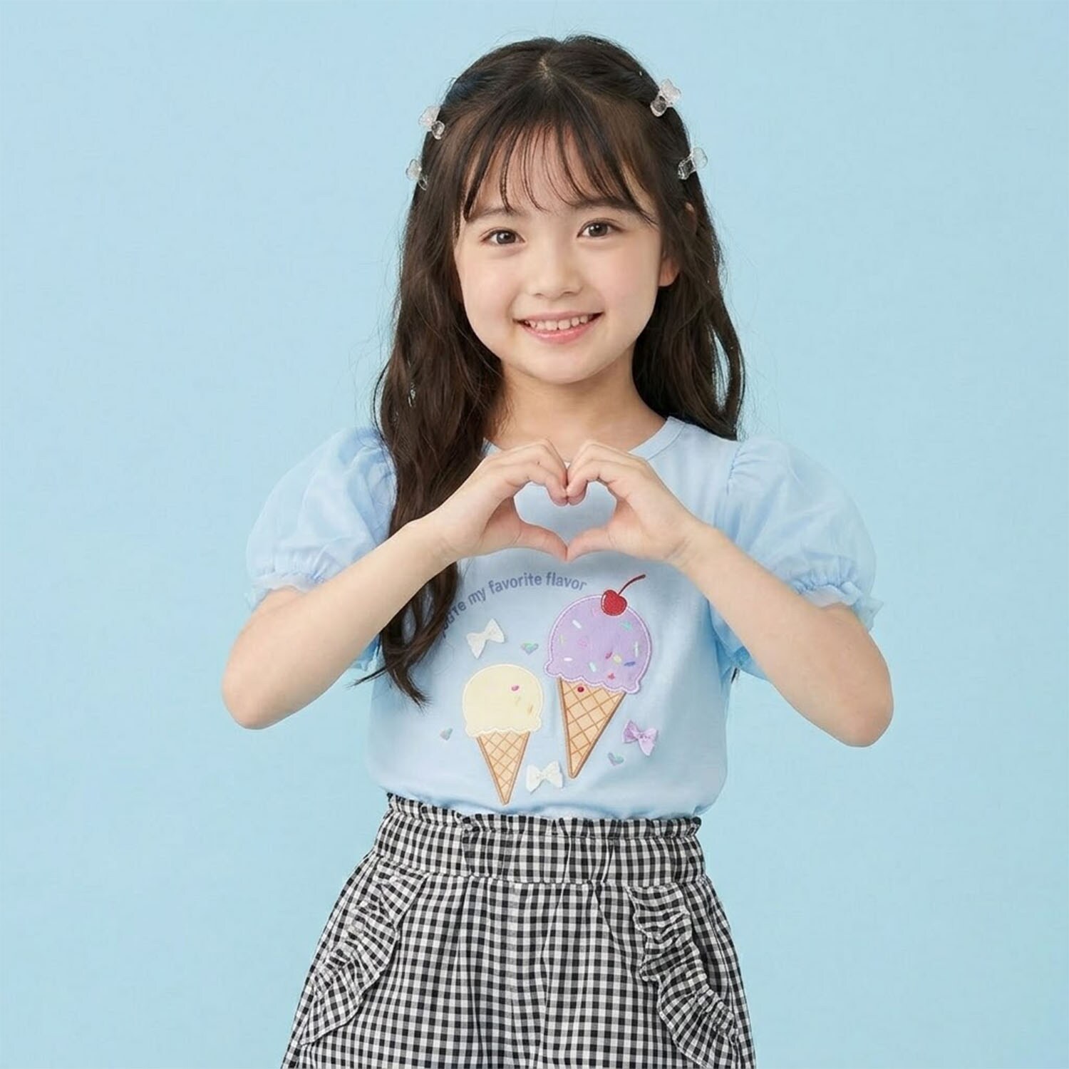 袖チュールアイスモチーフTシャツ