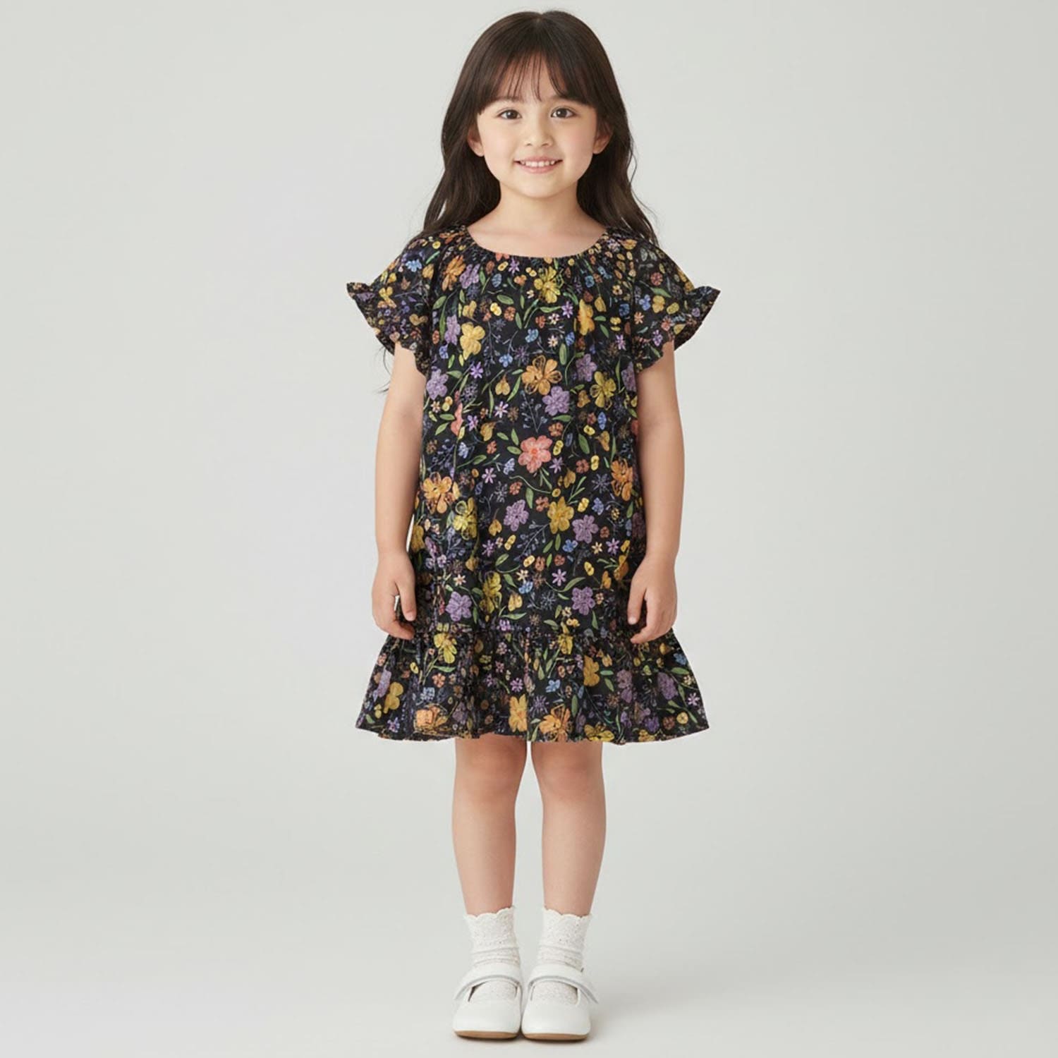 ニュアンス花柄ワンピース