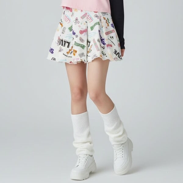 【エンジェルブルー】ナカムラくん柄/デニムプリーツ