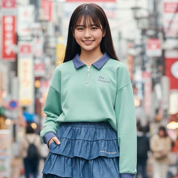 【エンジェルブルー】ハーフジッププルオーバー