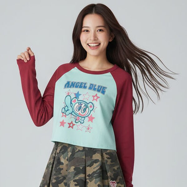 【エンジェルブルー】ナカムラくんラグランTシャツ