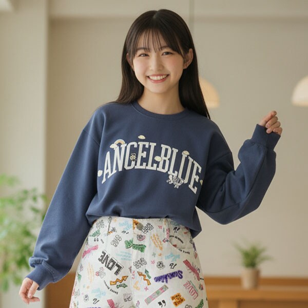 【エンジェルブルー】カレッジモチーフトレーナー