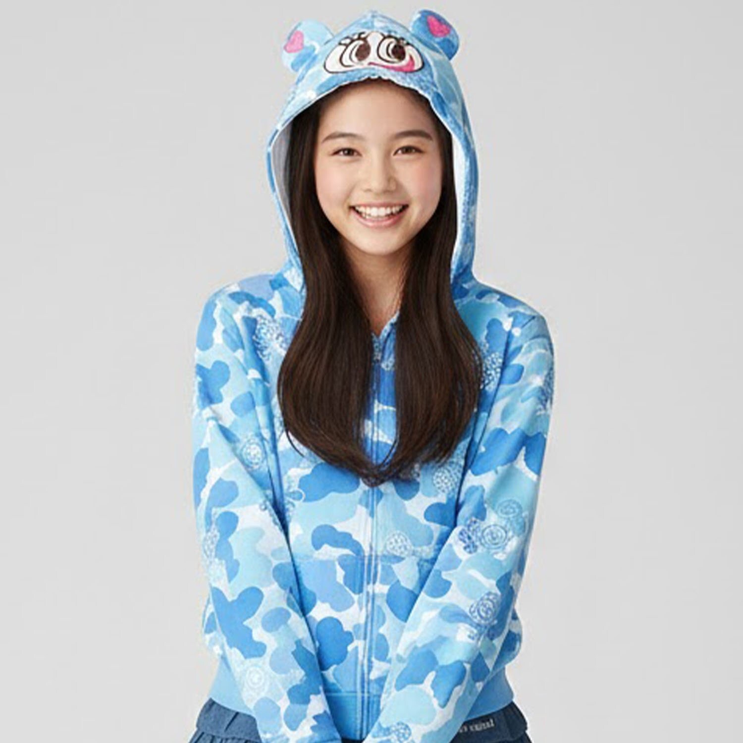 エンジェルブルーナカムラ迷彩ジップパーカ