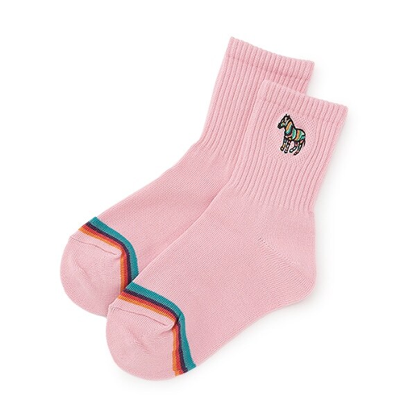 ゼブラ刺しゅうリブクルーソックス