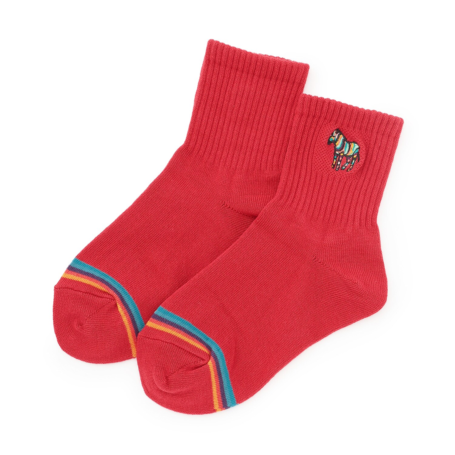 ゼブラ刺しゅうリブクルーソックス